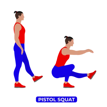 Man Doing Pistol Squat Exercise  Illustration