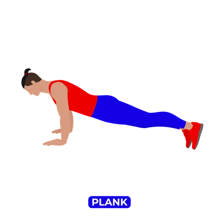 Man Doing Plank Exercise.  Illustration