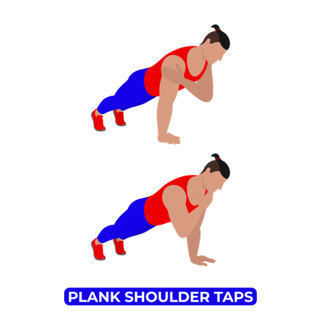 Man Doing Plank Shoulder Taps Exercise  Illustration