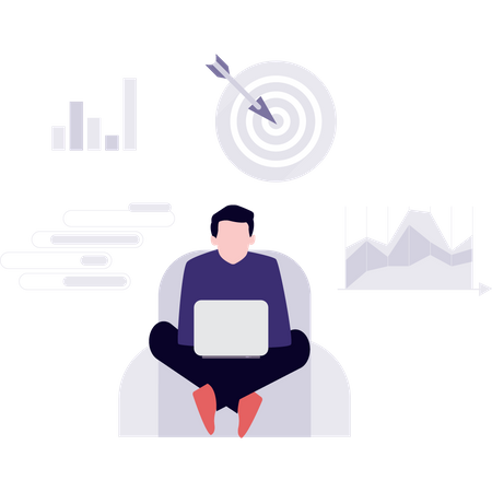 Man doing planning for business aim  Illustration