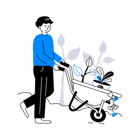 Man doing Plantation  Illustration