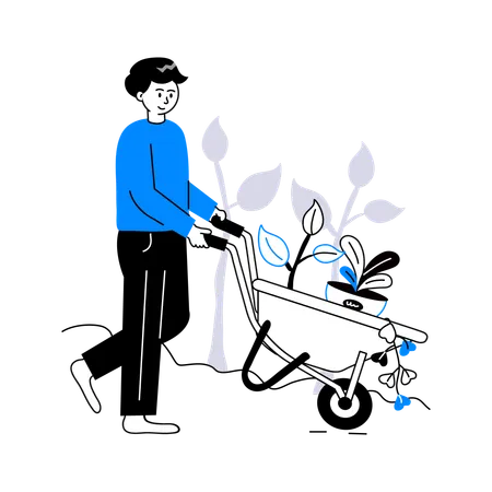 Man doing Plantation  Illustration