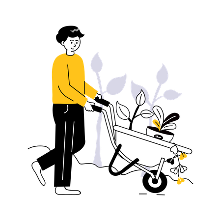 Man doing Plantation  Illustration