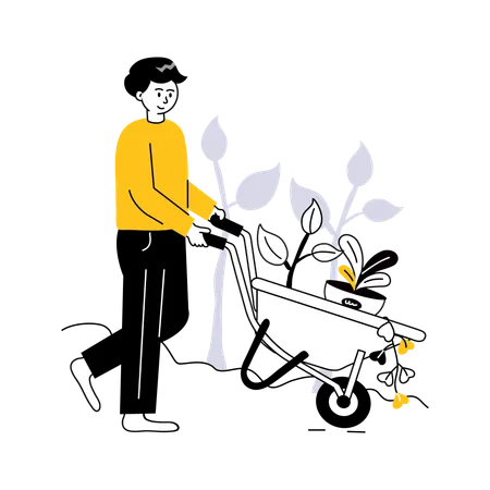 Man doing Plantation  Illustration