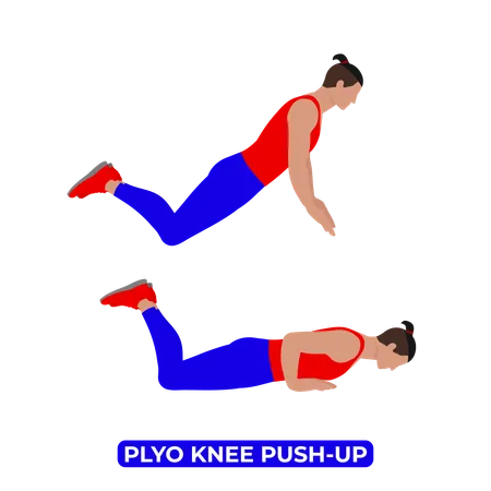 Man Doing Plyo Knee Push Up Exercise  Illustration