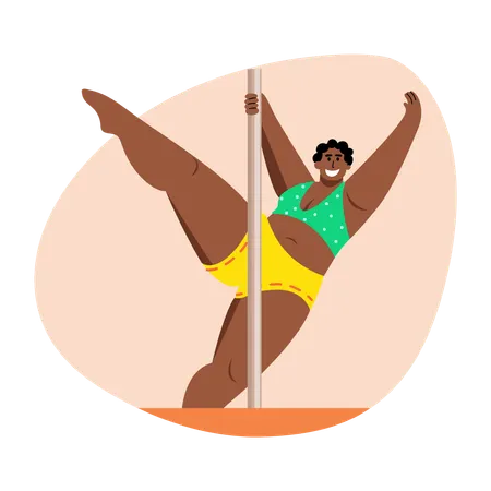 Man doing Pole dance  Illustration