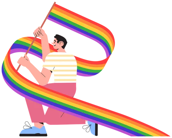 Man doing Pride month celebration Illustration