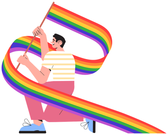 Man doing Pride month celebration  Illustration