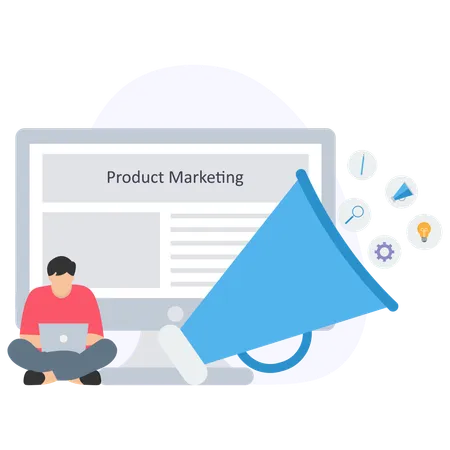 Man doing product marketing  Illustration