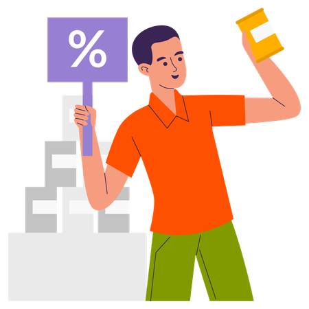 Man Doing Product Sale  Illustration