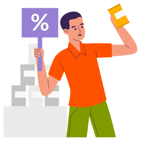 Man Doing Product Sale  Illustration