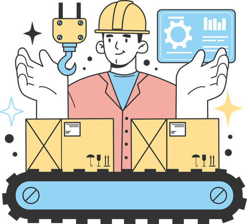 Man doing production analysis  Illustration