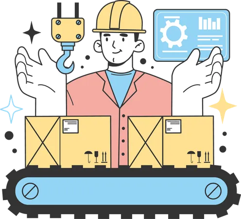 Man doing production analysis  Illustration