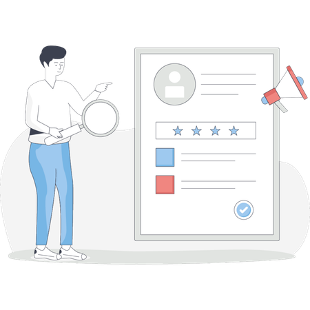Man doing profile promotion  Illustration