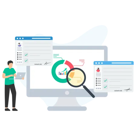 Man doing Profiles Verifications  Illustration