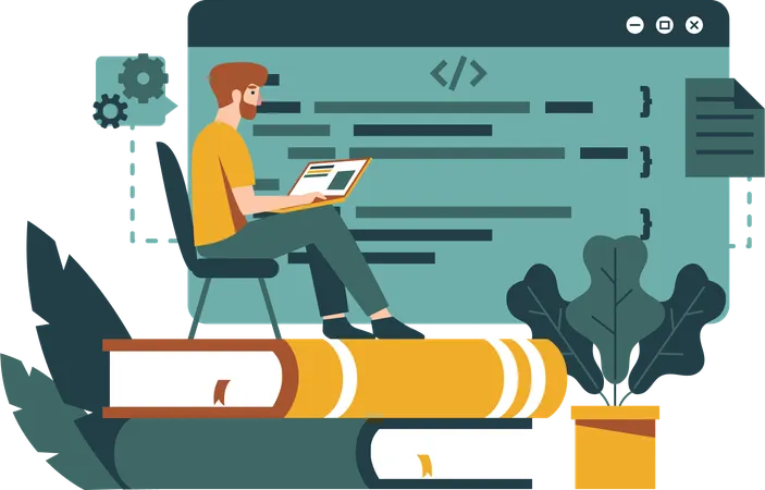Man doing programming  Illustration