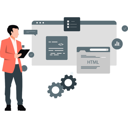 Man doing programming on webpage  Illustration