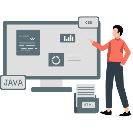 Man doing programming presentation  Illustration