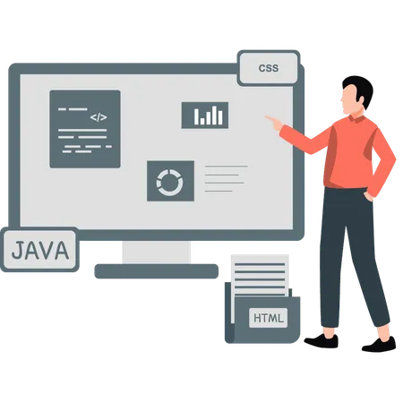 Man doing programming presentation  Illustration