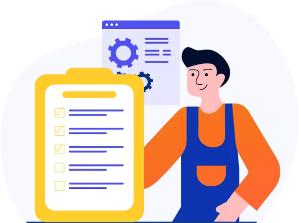 Man doing Project Planning And Development  Illustration