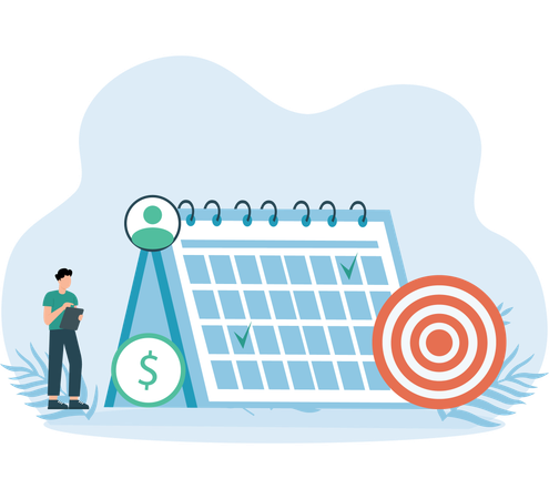 Man Doing Project Schedule  Illustration