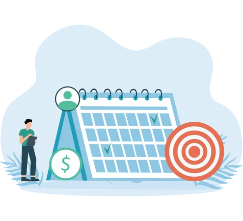 Man Doing Project Schedule  Illustration