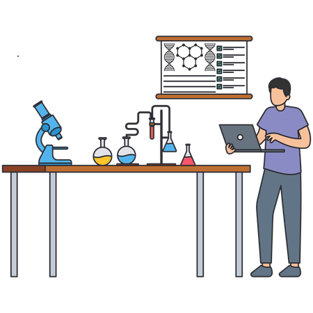 Man doing Project Testing in laboratory  Illustration