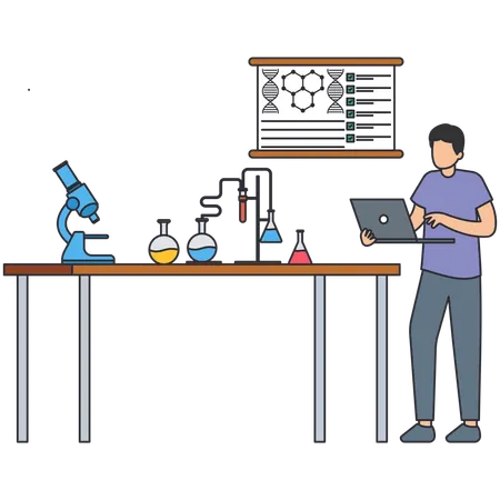 Man doing Project Testing in laboratory  Illustration