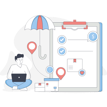 Man  doing protection delivery parcel  Illustration
