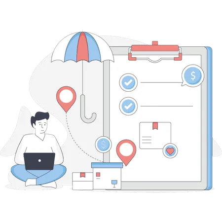Man  doing protection delivery parcel  Illustration