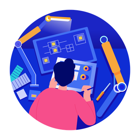 Man doing prototyping  Illustration