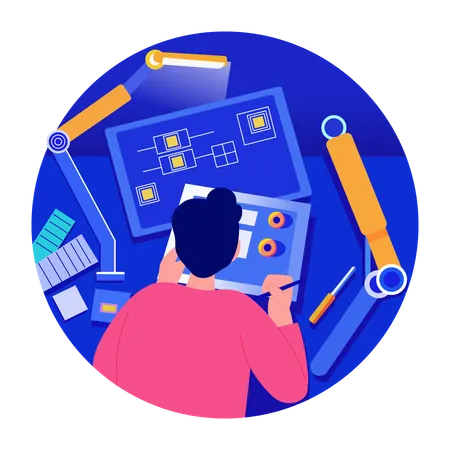 Man doing prototyping  Illustration