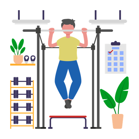 Man doing Pull Ups  Illustration