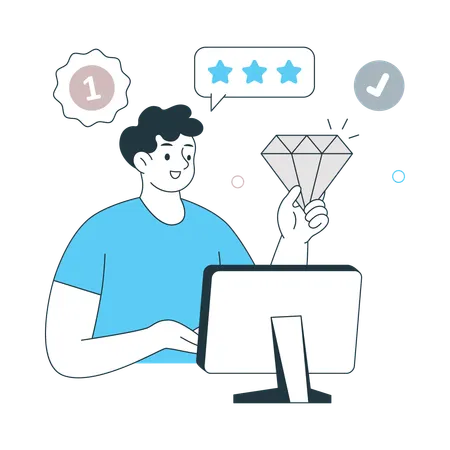 Man doing QA Support  Illustration