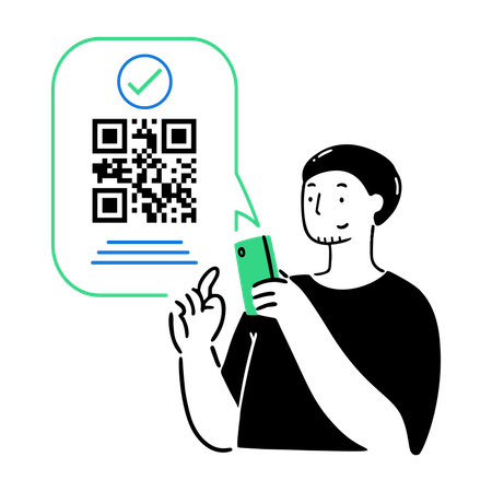 Man doing QR Code Mobile Payment  Illustration