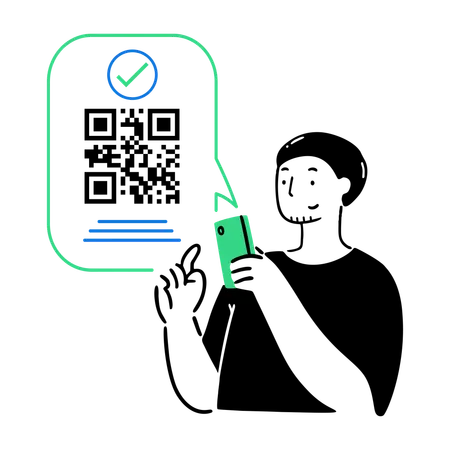 Man doing QR Code Mobile Payment  Illustration