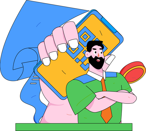 Man doing qr code payment  Illustration