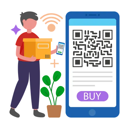 Man doing Qr Code Scanner  Illustration