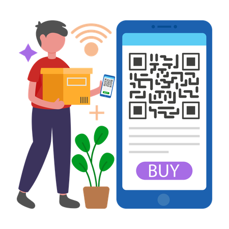 Man doing Qr Code Scanner  Illustration