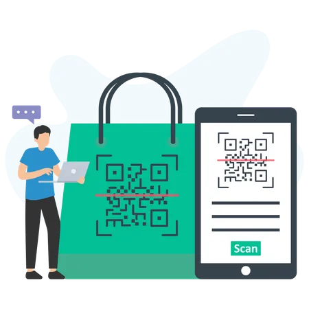 Man doing qr payment  Illustration