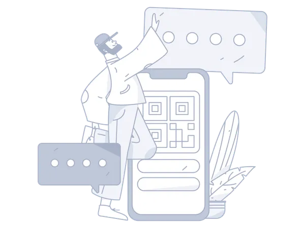 Man doing qr payment using mobile  Illustration