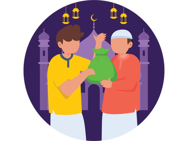 Man doing Ramadan Charity  Illustration