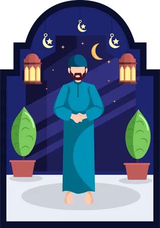 Man doing ramadan prayer  Illustration