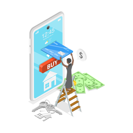 Man doing real estate investment  Illustration