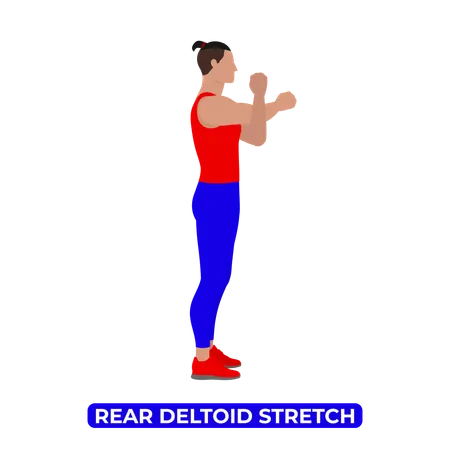 Man Doing Rear Deltoid Shoulder Stretch  Illustration