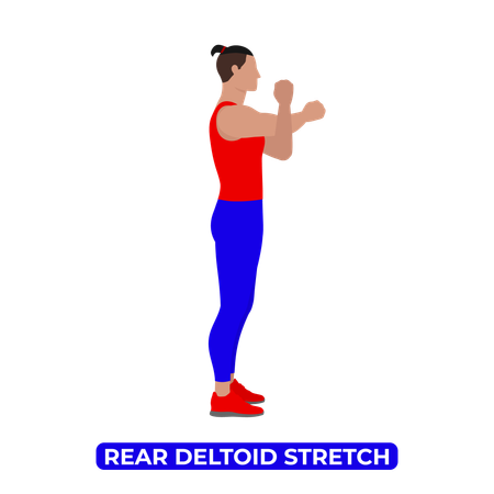 Man Doing Rear Deltoid Shoulder Stretch  Illustration