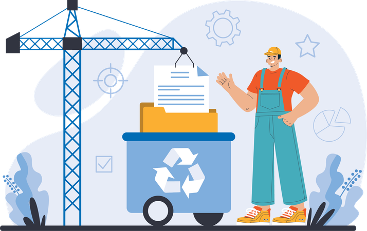 Man doing recycle data  Illustration