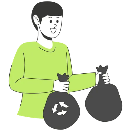 Man doing Recycling Waste  Illustration