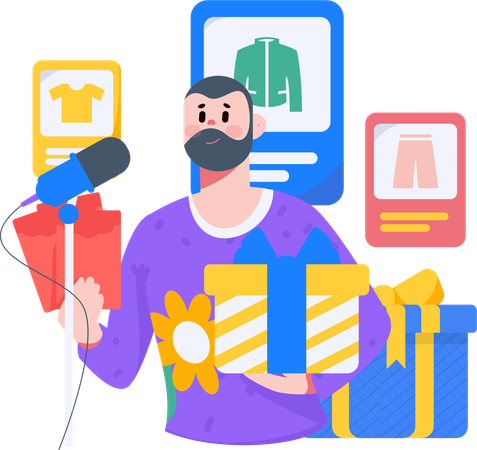 Man doing referral marketing  Illustration