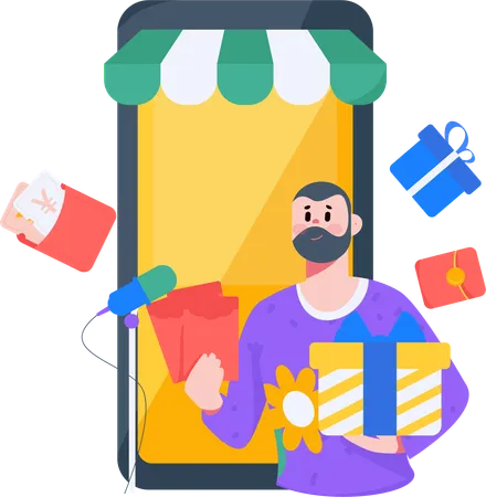 Man doing referral marketing  Illustration